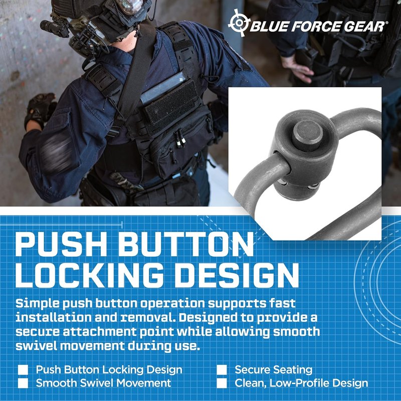 Push Button Sling Swivel - Durable Machined Steel Attachment Hardware for Rifles | Blue