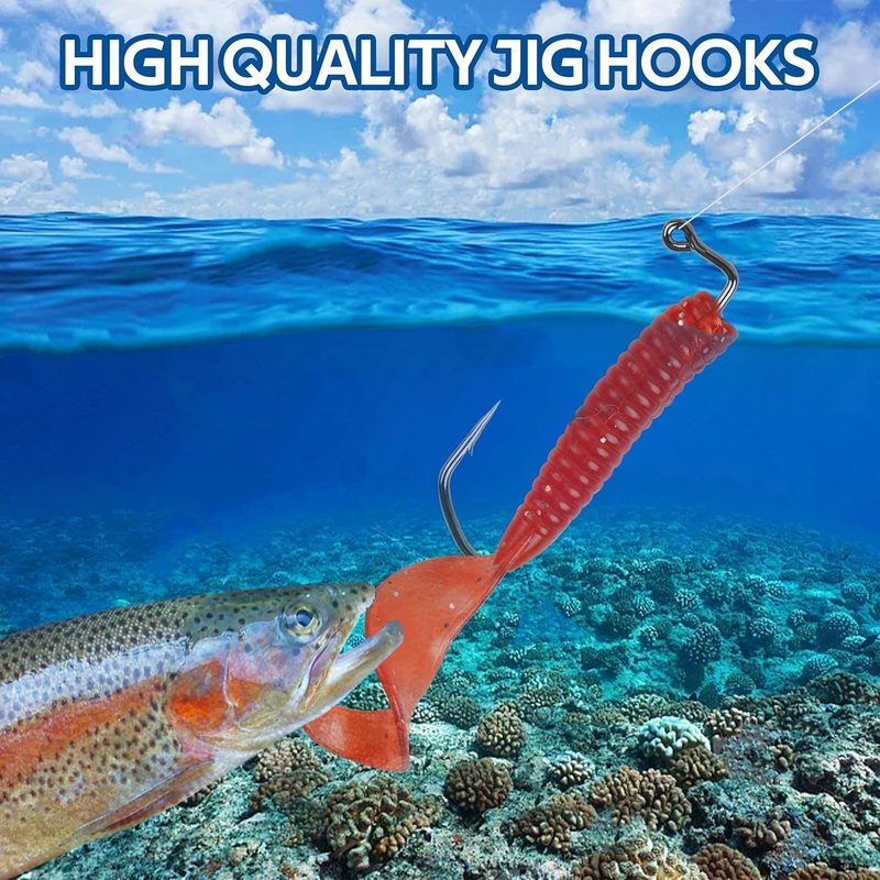 SILANON 90° Aberdeen Jig Hooks Kit - 125pcs High Carbon Steel Fishing Hooks for Saltwater & Freshwater | Sizes 1/0-5/0