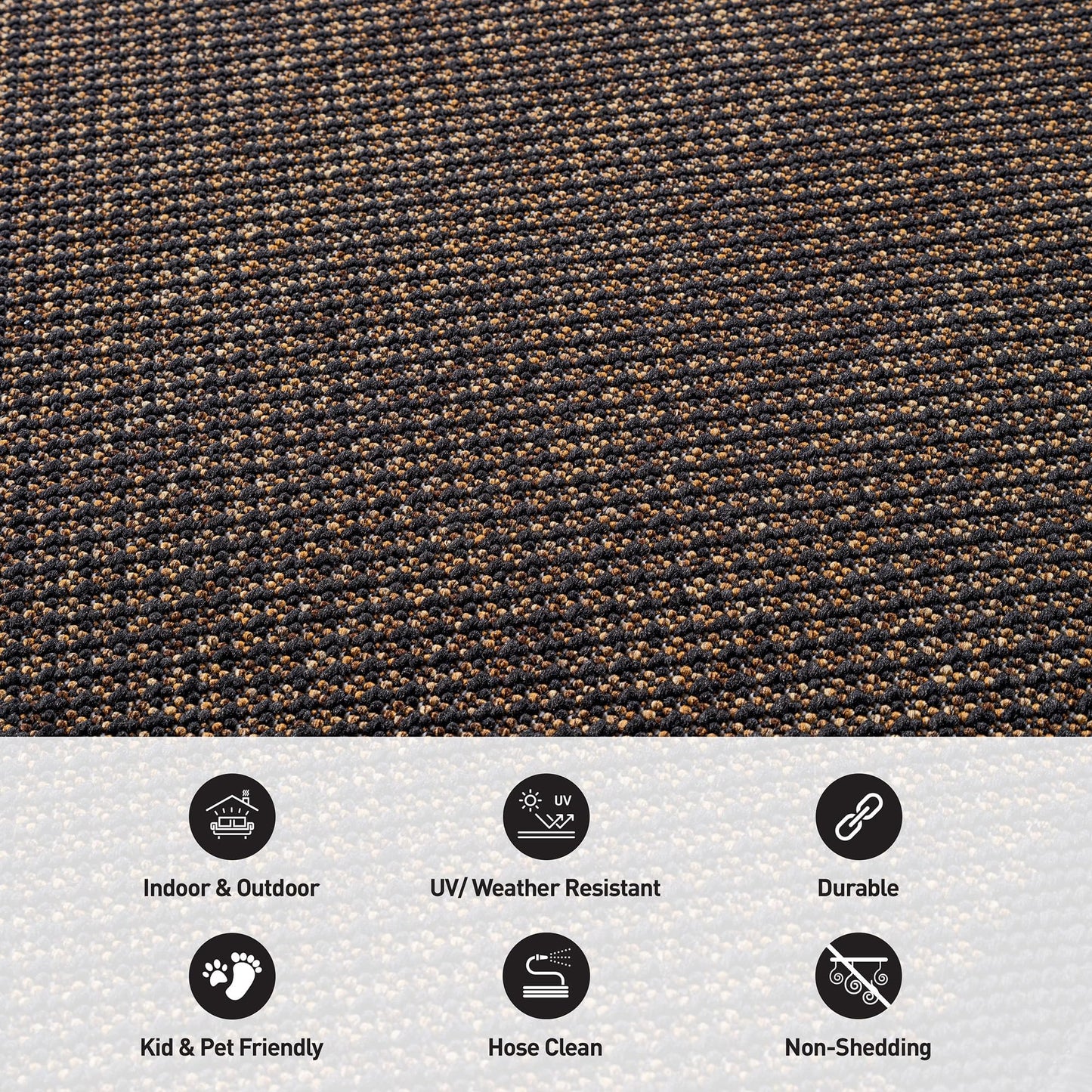 Rugshop Diamond Grid Indoor Outdoor Flat Woven Area Rug,Natural Jute-Style, Easy-Care Patio Rug for Backyard Porch Deck Balcony, 4' x 6' Dark Gray/Natural