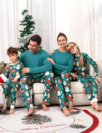 QUNISY Family Pajamas Christmas Matching Sets Xmas Family Pjs Set Couple Holiday Jammies Women/Men Festival Sleepwear Adult and Kids Santa 6T