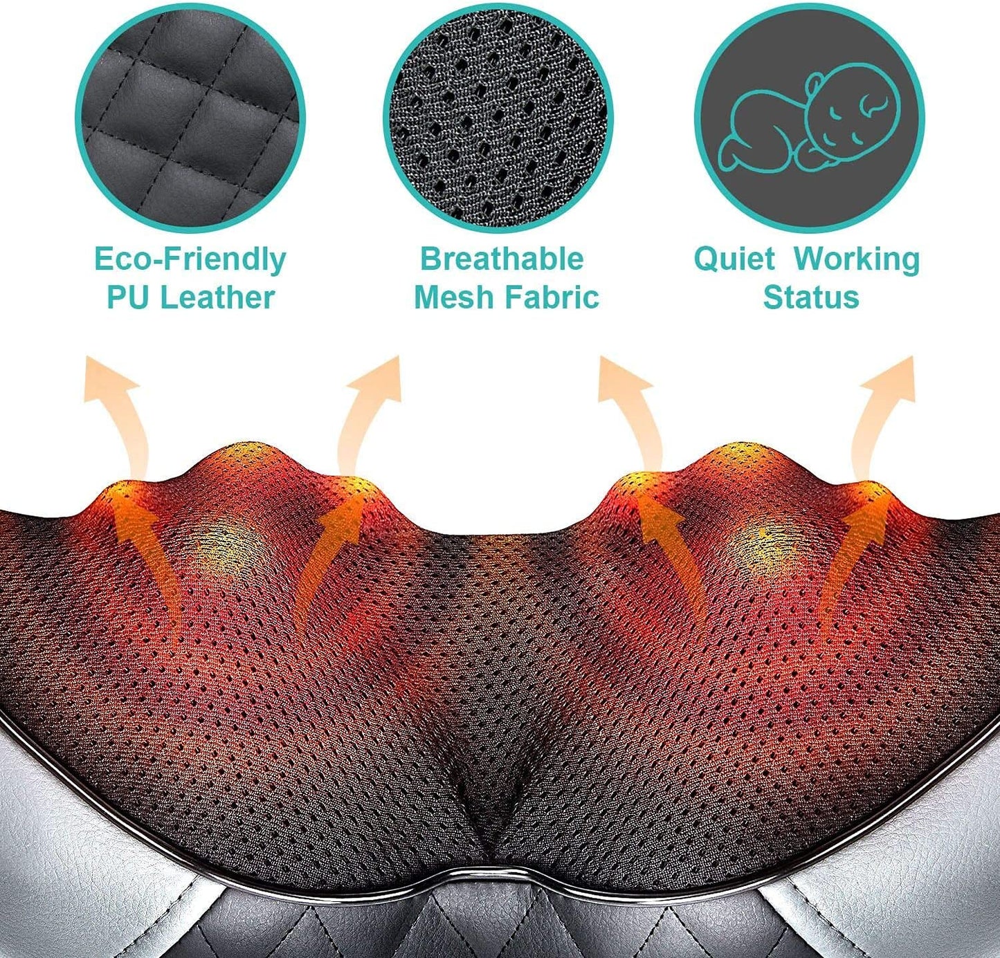 Medcursor Neck Massager, Portable Electric Shiatsu Back Massage Device with Heat, Deep Tissue 3D Kneading Pillow for Muscle Pain Relief (No Battery)