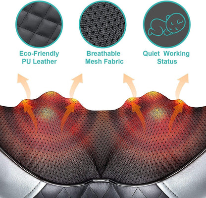 Medcursor Neck Massager, Portable Electric Shiatsu Back Massage Device with Heat, Deep Tissue 3D Kneading Pillow for Muscle Pain Relief (No Battery)