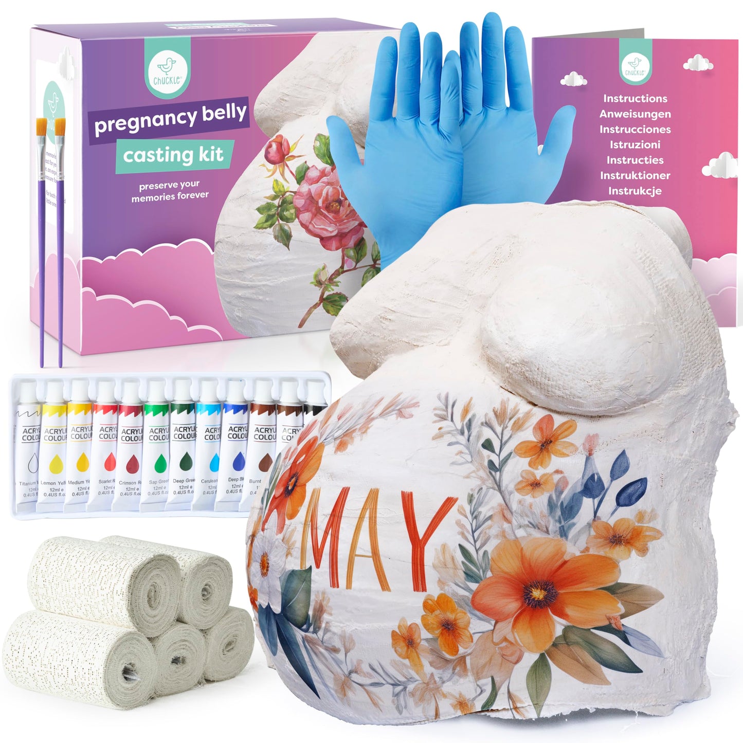 chuckle - Belly Casting Kit – Create a Beautiful 3D Pregnancy Keepsake, Easy DIY Belly Mold for Expecting Moms, Celebrate Your Journey into Motherhood