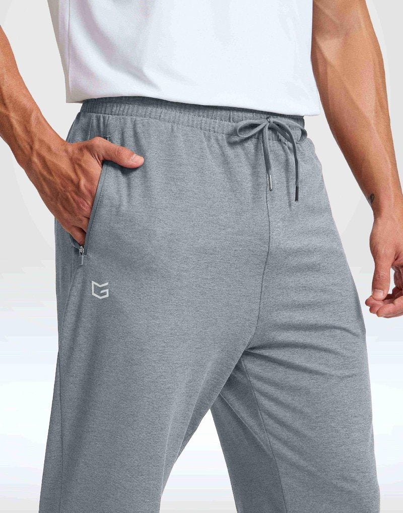 G Gradual Men's Sweatpants with Zipper Pockets Lightweight Athletic Workout Pants Soft Casual Lounge Sweat Pants for Mens(Platinum Heather, L)