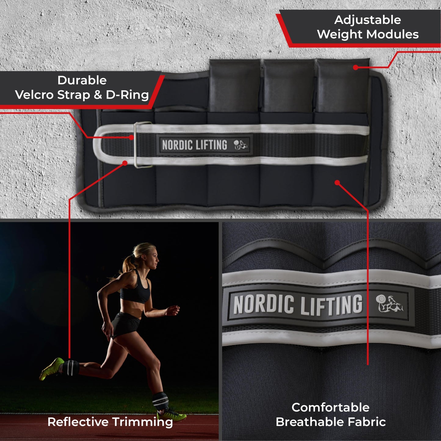 Adjustable Ankle Weights for Women and Men - 1 Pair 2 4 6 8 10 Lbs - Strap to Wrist, Hand or Leg for Gym & Yoga - Workout Equipment to Boost Weight Loss by Nordic Lifting