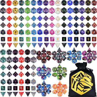 Amiven DND RPG Dice Sets 30 x 7 Polyhedral Dice (210pcs) for Dungeons and Dragons Tabletop Role Playing Adventure Games, with a Large Drawstring Bag