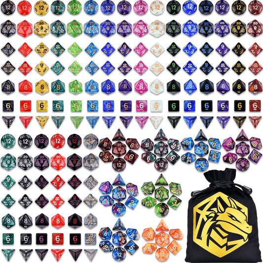 Amiven DND RPG Dice Sets 30 x 7 Polyhedral Dice (210pcs) for Dungeons and Dragons Tabletop Role Playing Adventure Games, with a Large Drawstring Bag