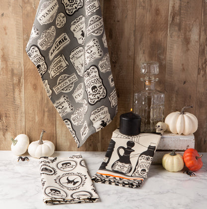 DII Halloween Hand Towels for The Kitchen Decorative Spooky & Fun Cotton Printed Dishtowel Set, 18x28, Hocus Pocus, 3 Count