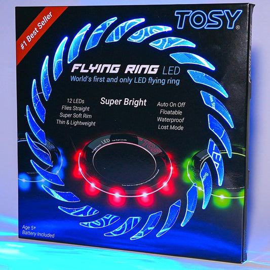 TOSY Flying Ring - 12 Monocolor LEDs, Super Bright, Lost Mode, Auto Light Up, Easter Basket Stuffers Gift for Kid/Teen/Boy/Girl, Safe, Waterproof, Pool/Beach/Camping Toy (Red)