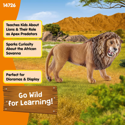 SCHLEICH 14726 Lion, roaring Wild Life Toy Figurine for children aged 3-8 Years