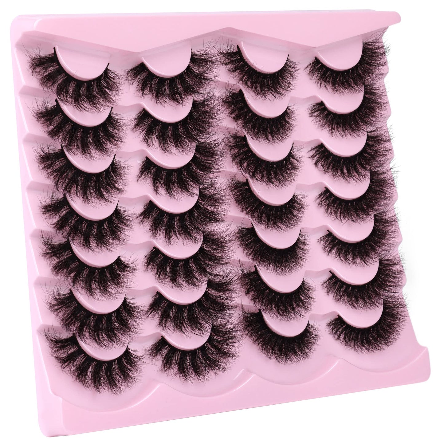 Newcally False Eyelashes Thick Volume Wispy Faux Mink Lashes 8D Volume Long Cat Eye Lashes Dramatic 18MM 2 Styles Mixed Fake Lashes 14 Pairs Pack