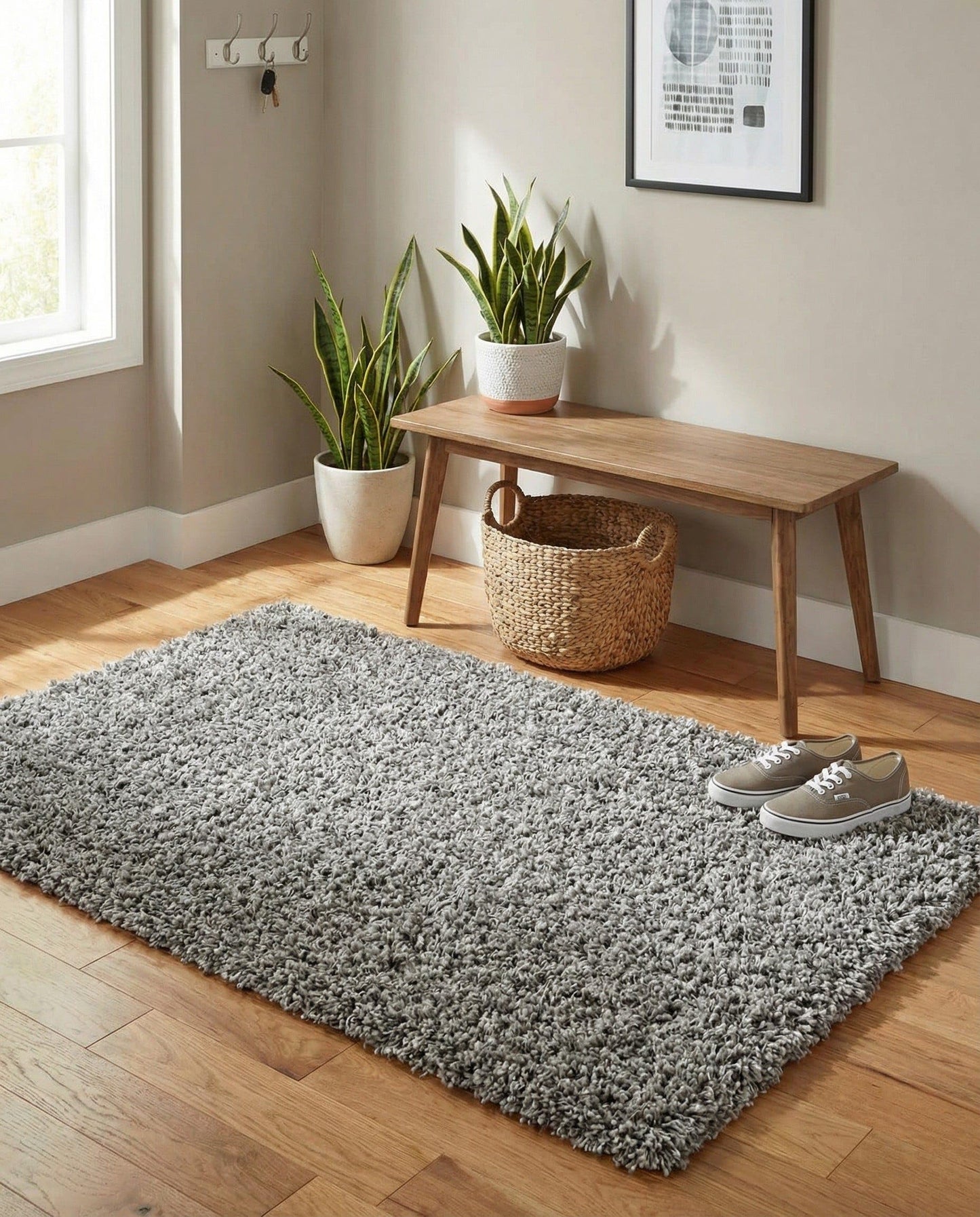 Rugs.com - Solid Shag Rug – 2' x 3' 1 Cloud Gray Shag Rug – Plush Accent for Nurseries, Playrooms, and Bedrooms