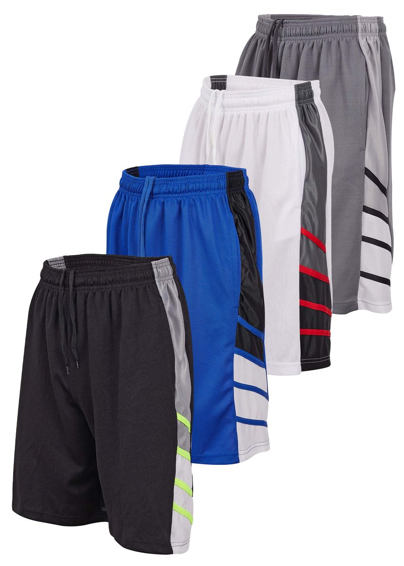 Starting 5 Mens Basketball Shorts with Pockets, Active Athletic Performance Gym Workout Shorts for Men Workout Shorts, 4 Pack (as1, Alpha, l, Regular, Regular, Red/Black/Charcoal/Royal)