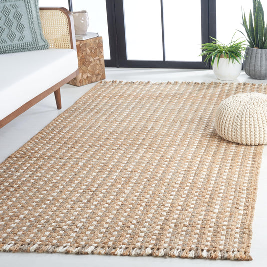SAFAVIEH Natural Fiber Collection Area Rug - 5' x 8', Natural & Bleach, Rustic Farmhouse Style, Handmade Jute, Ideal for The Living Room, Bedroom, Dining Room (NF815A-5)