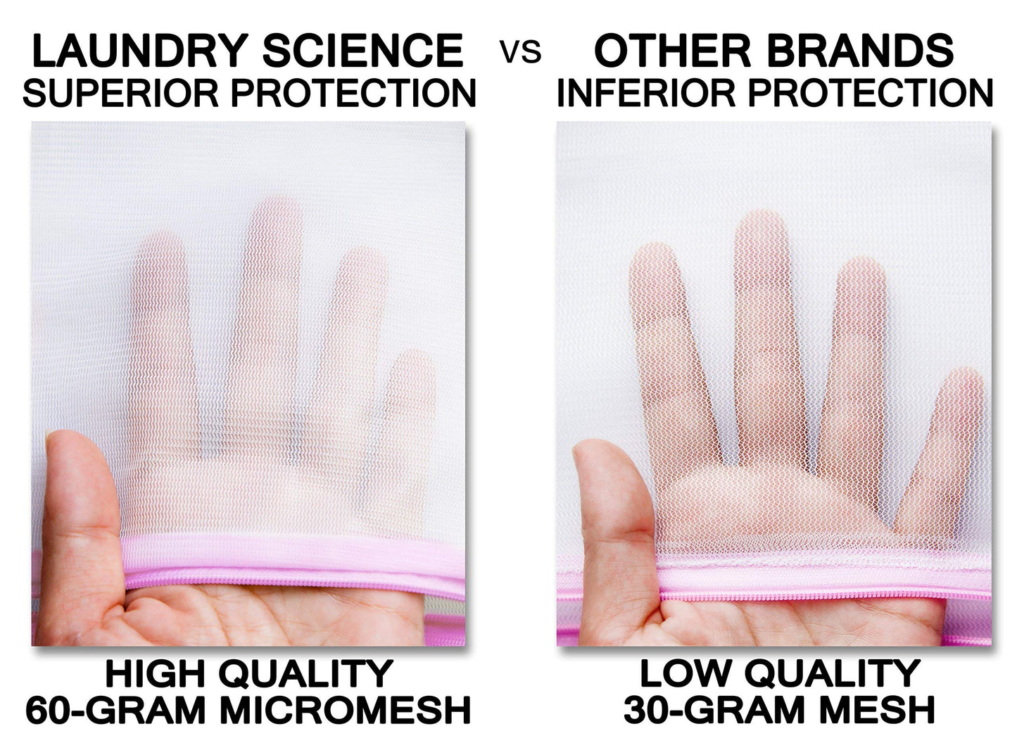 à Linge Science Nest Premium Bra Toiletry Bag for Delicate Nails and Lingerie in White with Pink Trim