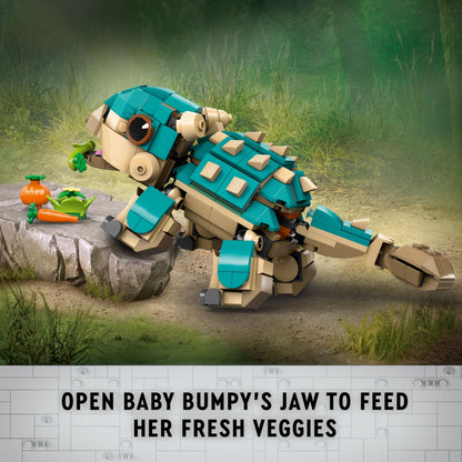 LEGO Jurassic World Baby Bumpy: Ankylosaurus Dinosaur Toy for Camp Cretaceous Fans and 7 Plus Year Old Kids, Creative Adventure Set for Independent Play, Gift for Boys and Girls 76962