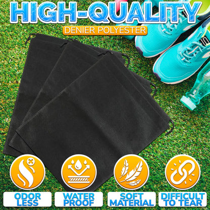 10 Pack Travel Shoe Bag Set – 11.8" x 15.75" Waterproof Drawstring Black Shoe Bags for Travel, Clothes, or Wet Gear – Lightweight Storage Organizer and Packing Essential for Women & Men