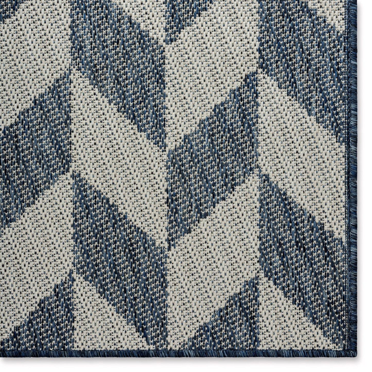 Nicole Miller New York Patio Country Calla Contemporary Herringbone Indoor/Outdoor Area Rug, Blue/Cream, 5'2"x7'2"