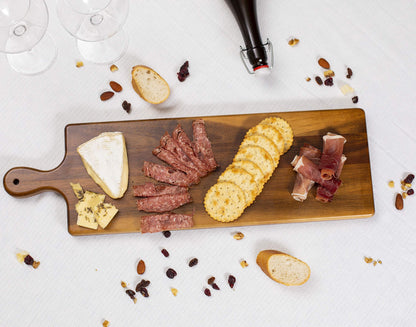 BIRDROCK HOME Acacia Wooden Serving Board with Handle - Long Charcuterie Tray for Party Cheese, Meat, Fruit & Bread Display - Decorative Food Platter for Kitchen - Natural Wood - Espresso, 23”