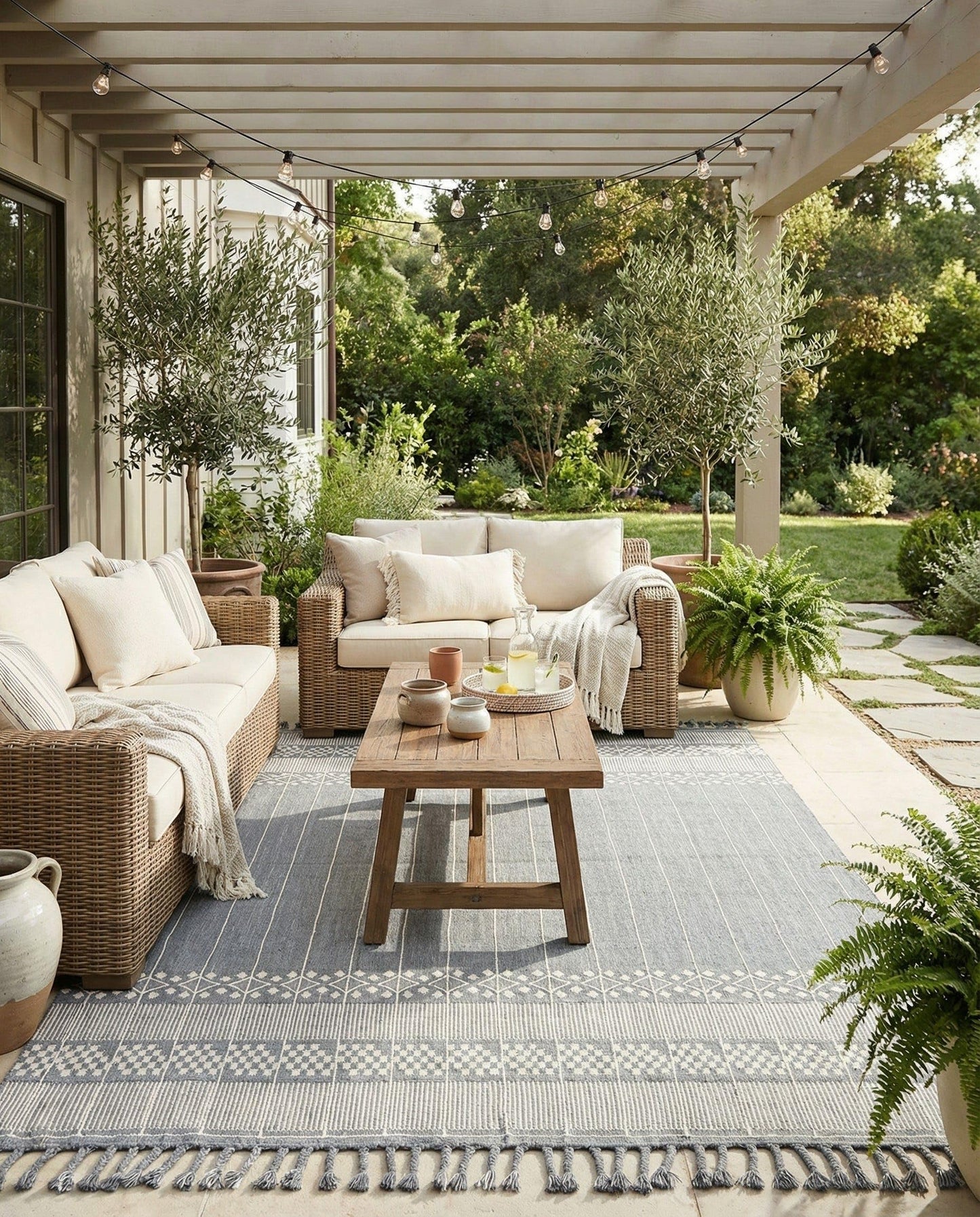 Rugs.com - Eco Bohemian Indoor Outdoor Rug – 9' x 12' Cool Gray Easy-Clean Rug – Sustainable Recycled Material for Patios, Decks, and Porches