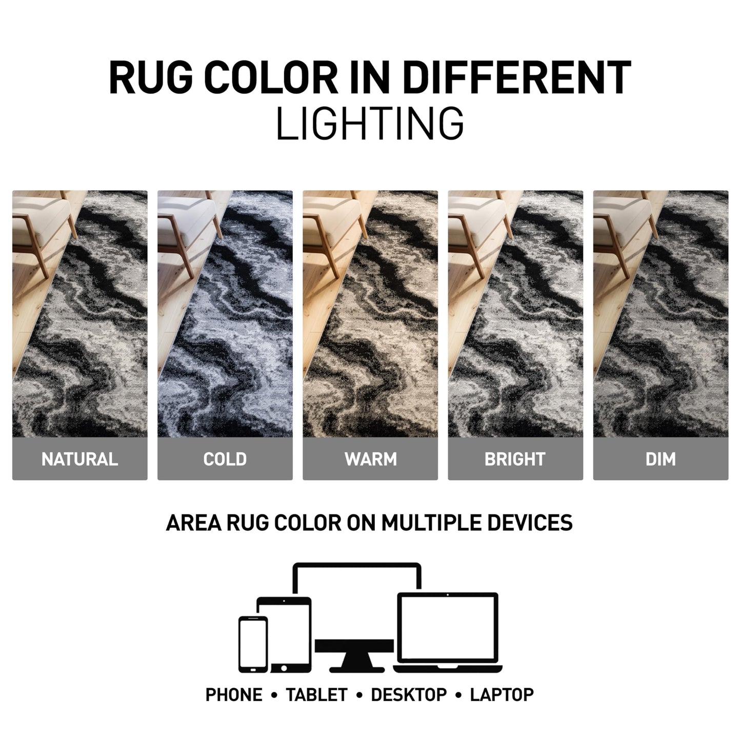 Rugshop Modern Contrast Indoor Area Rug for Entryway,Kitchen,Doormat Low Pile Rug with Jute Backing 2' x 3' Black