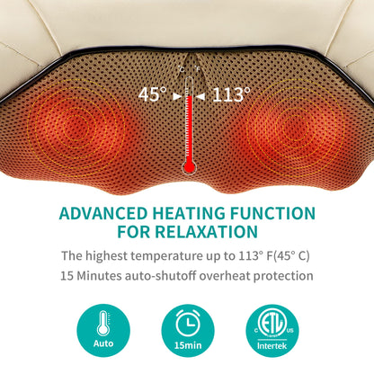Nekteck Neck Massager for Pain Relief Deep Tissue, FSA Eligible Shiatsu Back Massager with Heating 3D Kneading Massage Pillow for Shoulder Leg Muscle, Office Home Car Use, HSA Eligible, Plug-in Use