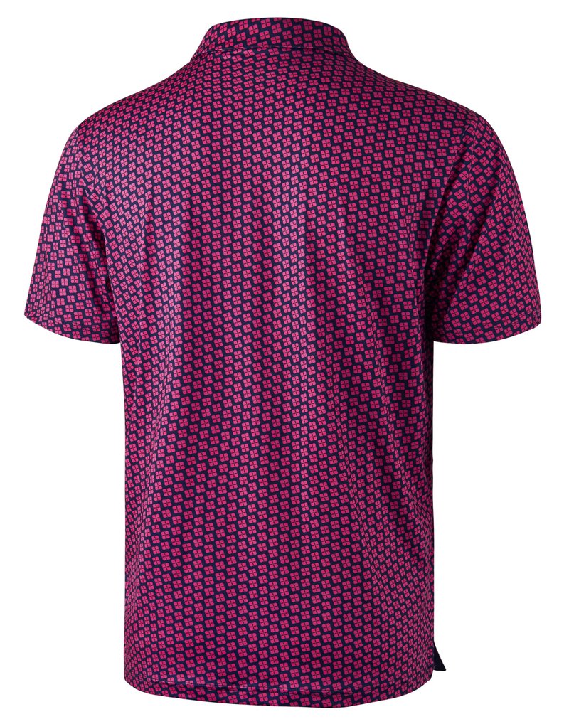 Obla Mens Golf Polo Shirts Short Sleeve Dry Fit Performance Moisture Wicking Casual Print Collared Golf Shirts for Men (Pink Flower_XXXL)
