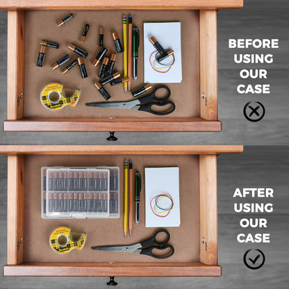 GlossyEnd Set of 4 - Two AA and Two AAA Battery Storage Box, Battery Storage Case Holder, Clear. Each Case Stores 48 Batteries