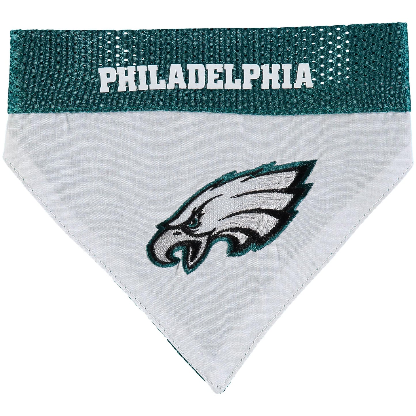 Pets First NFL DOG BANDANA - PHILADELPHIA EAGLES REVERSIBLE PET BANDANA. 2 Sided Sports Bandana with a PREMIUM Embroidery TEAM LOGO, Large/X-Large. - 2 Sizes & 32 NFL Teams available, PHL-3217-L-XL