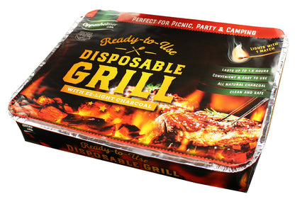 Shefa 2-Pack BBQ Big Heat Instant Disposable Barbecues Grill On-the-Go Ready to Use Charcoal Grill, Ideal for Camping and Tailgate Parties, Easy to Light, disposable bbq grill