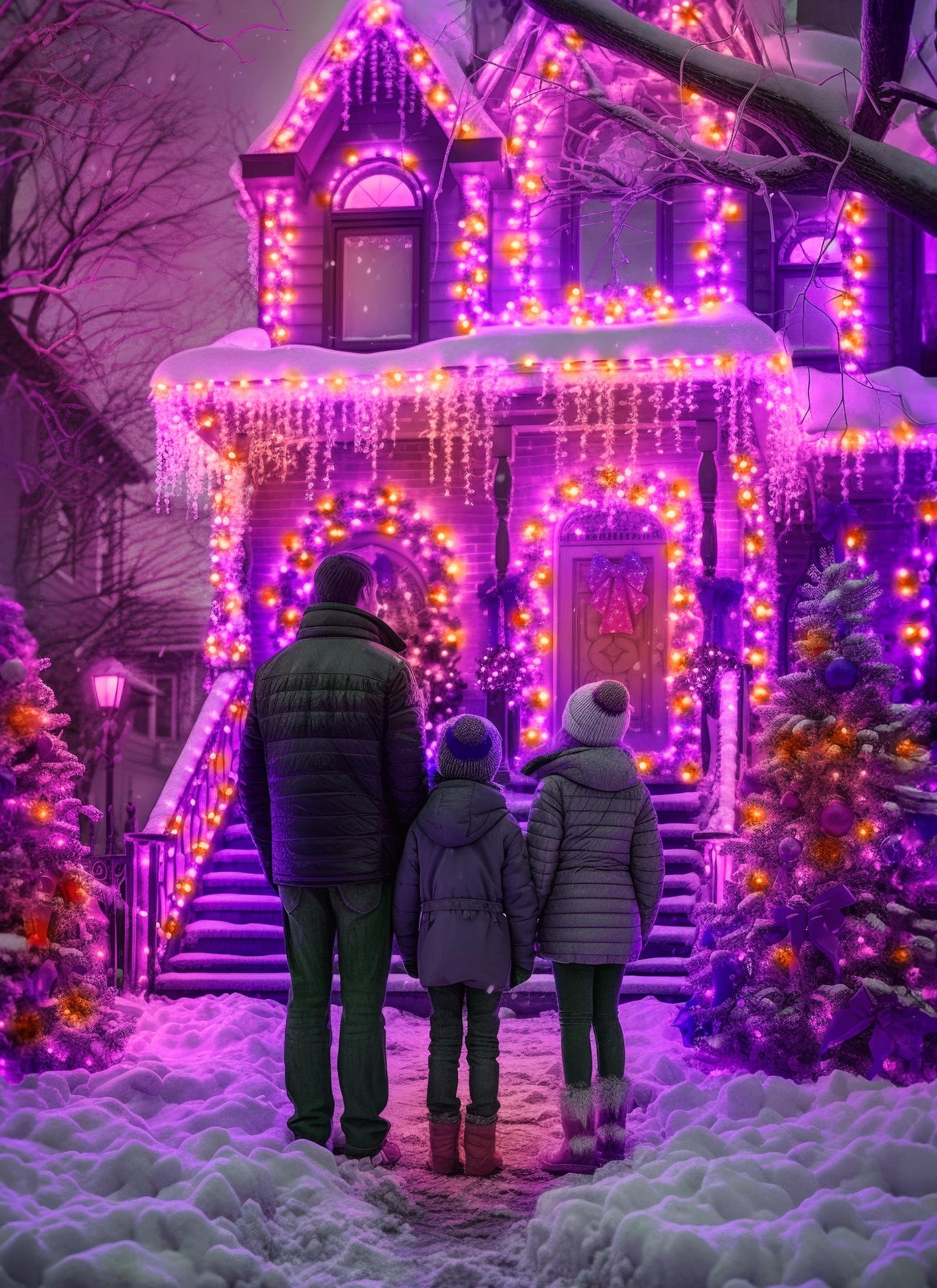 Brightown 2-Pack 400LED 170FT Total Halloween Solar Outdoor Lights IP65 Waterproof Solar Powered Lights with 8 Lighting Modes for Party Garden Yard Home Holiday Tree Decoration Lighting,Orange&Purple