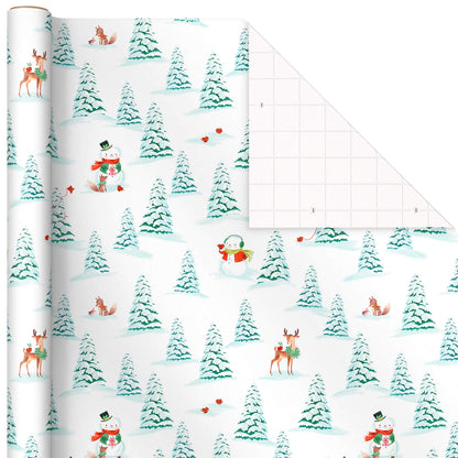 Hallmark Christmas Wrapping Paper Rolls, Holiday Gift Wrap (Pack of 3: 120 sq. ft. ttl) Storybook Critters, Snowmen, Green and Blue Plaid