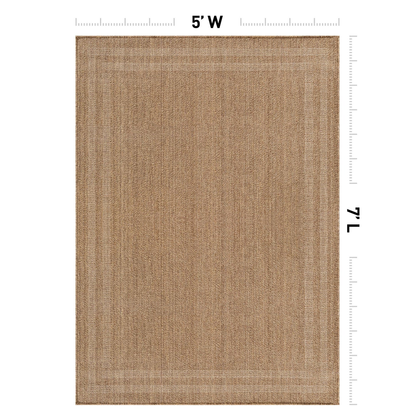 Rugshop Border Stripe Indoor Outdoor Flat Woven Area Rug,Natural Jute-Style,Easy-Care Patio Rug for Backyard Porch Deck Balcony, 5' x 7' Sand/Natural