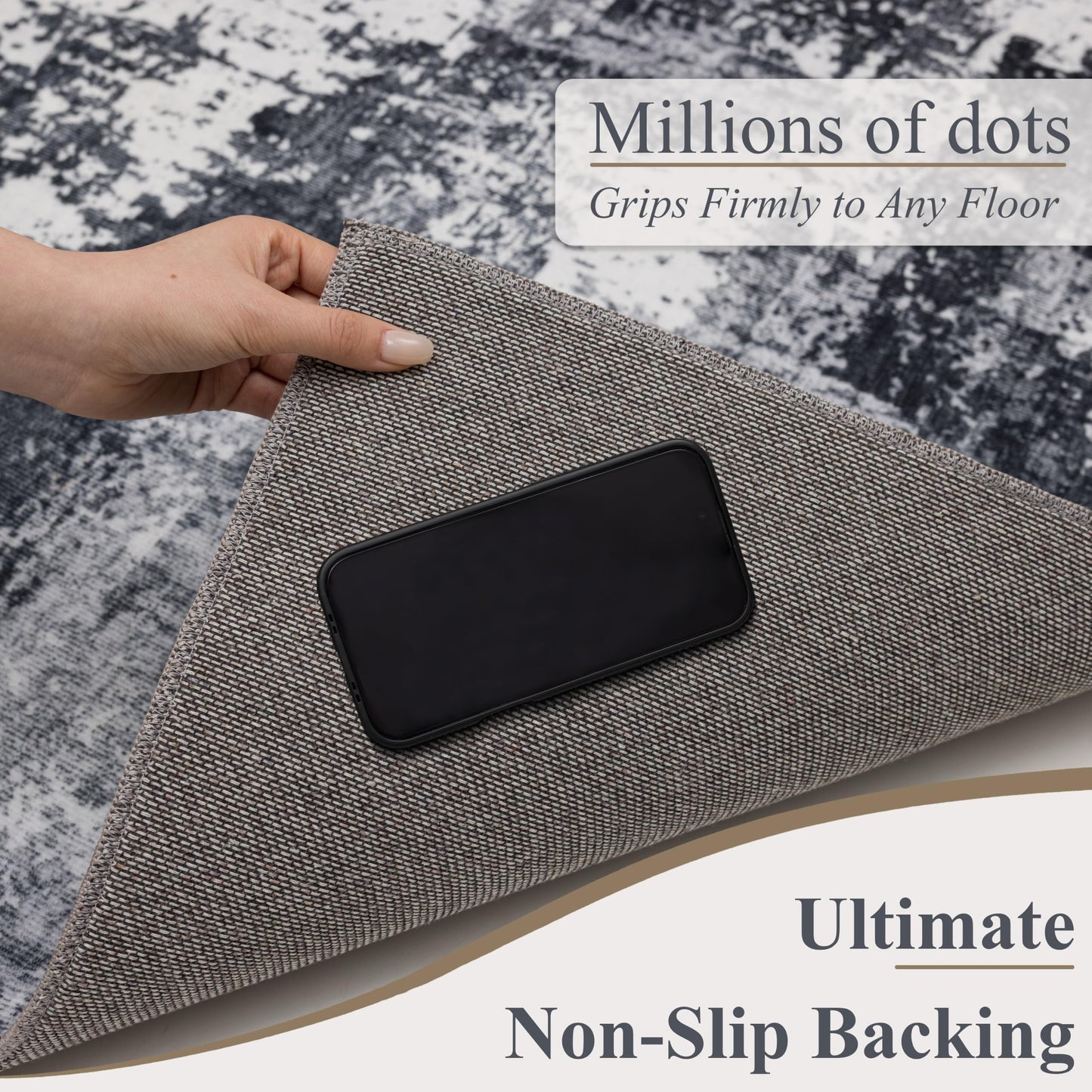 Sasttie 8x10 Soft Area Rug for Living Room, Modern Abstract Washable Large Carpet for Bedroom, with Non-Slip Backing, Black and White