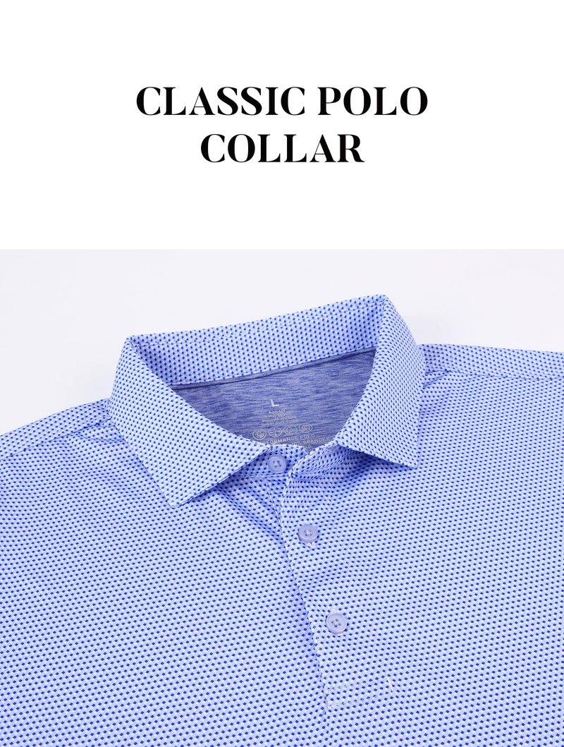 Esabel.C Mens Golf Shirts Print Moisture Wicking Short Sleeve Performance Dry Fit Stretch Active Polo Shirts for Men,BlueWhiteBlock,XL