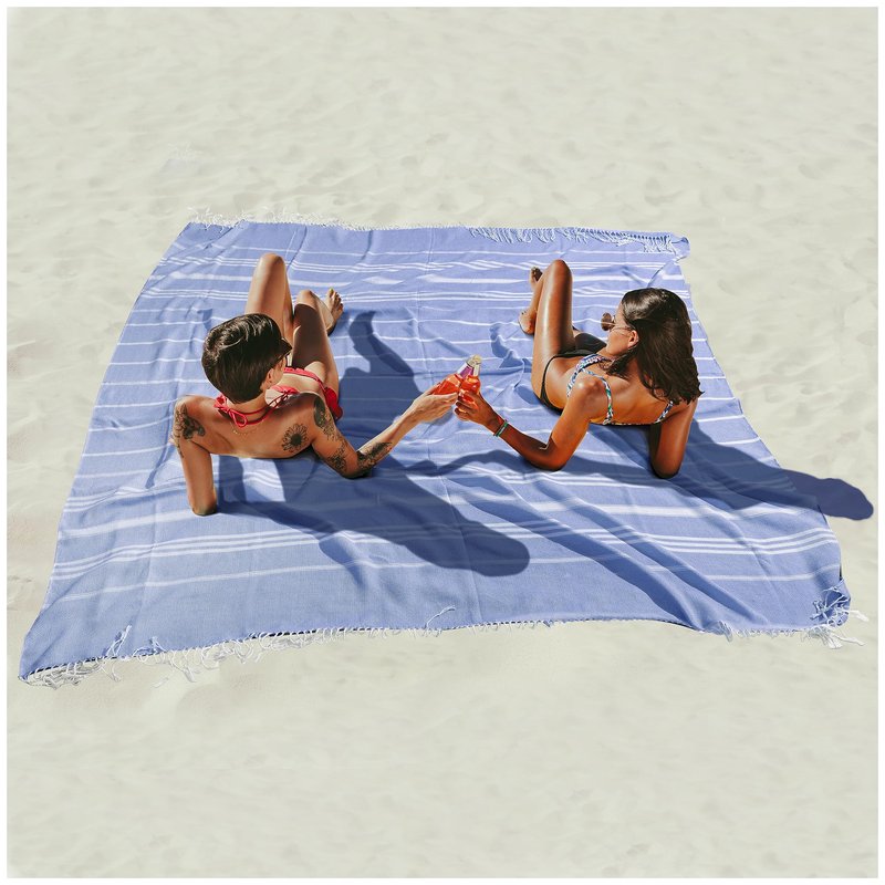 Antfuny 2 Packs Turkish Beach Towel Jumbo Extra Large XL XXL Big Oversized Giant Huge Thin Outdoor Picnic Accessories Travel Essentials for Family Camping Gears Must Haves Yard Mat Navy