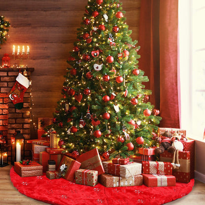 Christmas Tree Skirt - 36 Inches Large Red Tree Skirt with High - End Soft Faux Fur Tree Skirt for Christmas Decorations Indoor Outdoor - Red