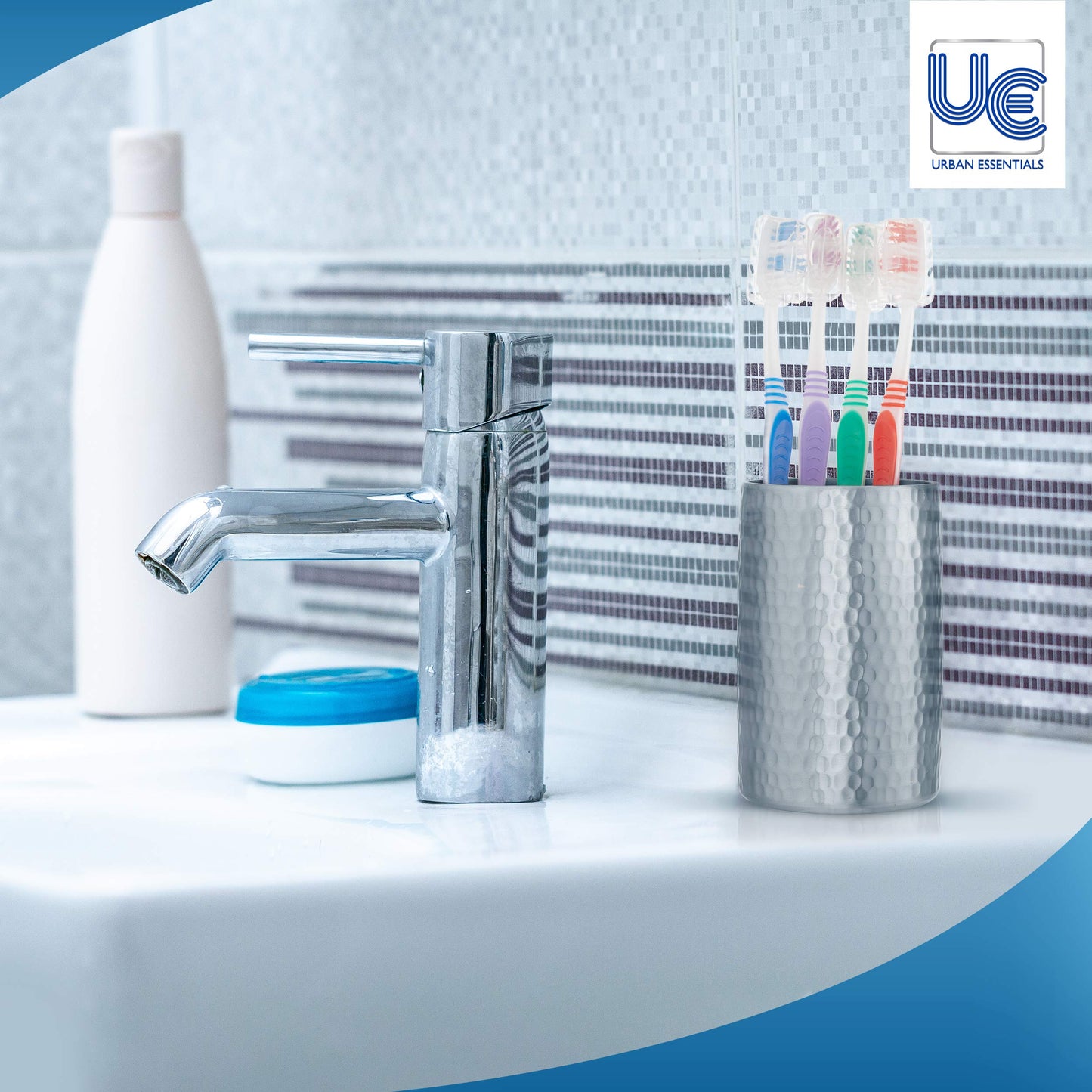 Urban Essentials Bulk Toothbrush Package with Covers | Premium Quality Individually Wrapped Colorful Tooth Brushes | Medium Soft Toothbrush Hygienic Cap for Donations, Travel, Hotels (100 Pack)
