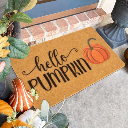 Mealah Hello-Pumpkin-Welcome-Doormat for Outdoor-Entrance - Non-Slip-Coir-Fall-Welcome-Door-Mat Harvest-Festival Front-Door-Mat 17 x 29 Inch