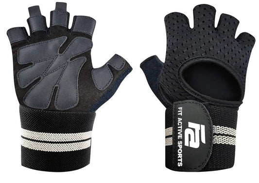 Fit Active Sports New Grip 2.0 Ventilated Weight Lifting Workout Gloves with Wrist Wraps for Gym Exercise, Weightlifting, Pull Ups - for Men & Women (M)