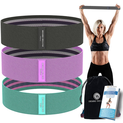 Desire Deluxe Resistance Bands Set for Men and Women, Premium Exercise Pack of 3 Different Resistance Levels Loops Band for Home, Gym, Long Exercise Workout – Great Fitness Equipment for Training,