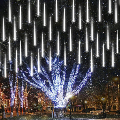 iBaycon 20 Tubes 480 LED Meteor Shower Rain Lights, 11.8 inches Cascading Icicle Lights Waterproof Outdoor, Connectable Falling Raindrop Lights with Timer for Holiday Party Christmas Decorations