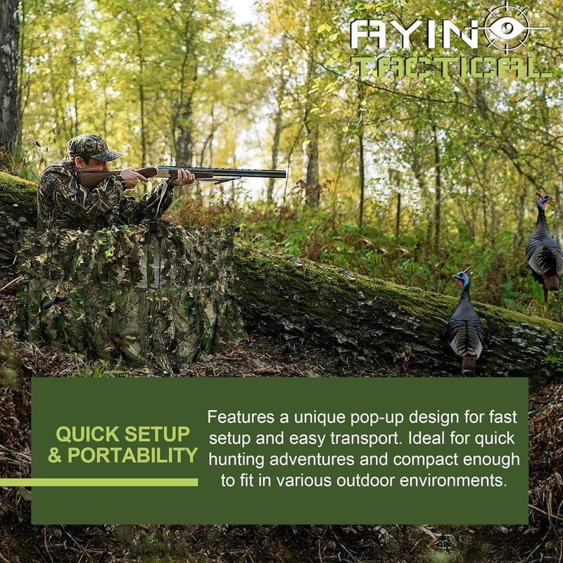 3D Leafy Ground Blind for Turkey & Deer Hunting - Lightweight Portable Stalking Blind | Silent Camo with Carry Bag | 1-2 Person Outdoor Gear