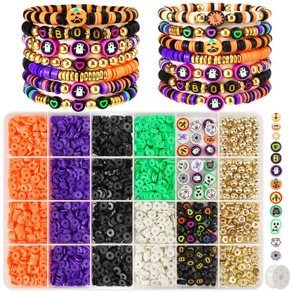 Gionlion 3000 Pcs Halloween Beads for Bracelets, Clay Beads Bracelet Making Kit Halloween Decorations Charms Jewelry Making, DIY Crafts for Gifts Party Favors