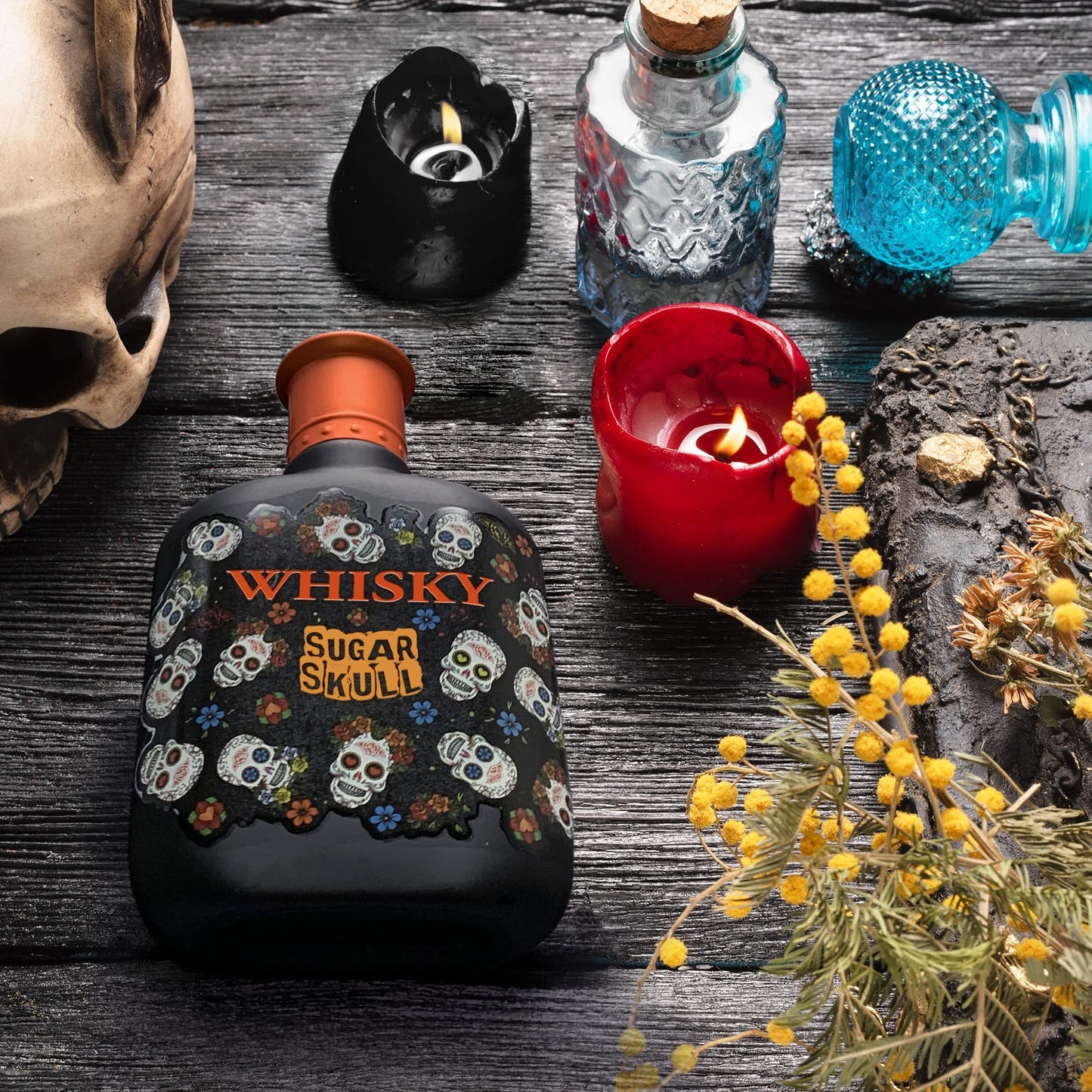 EVAFLORPARIS WHISKY SUGAR SKULL Eau de Toilette for Men – Bold Fragrance with Bergamot, Rose and Amber Notes – Inspired by Day of the Dead – Iconic Skull Bottle – Made in France – 3.4 Fl Oz