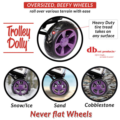 dbest products Trolley Dolly Purple Foldable Shopping cart for Groceries with Wheels and Removable Bag and Rolling Personal Handtruck Standard, 1 unit
