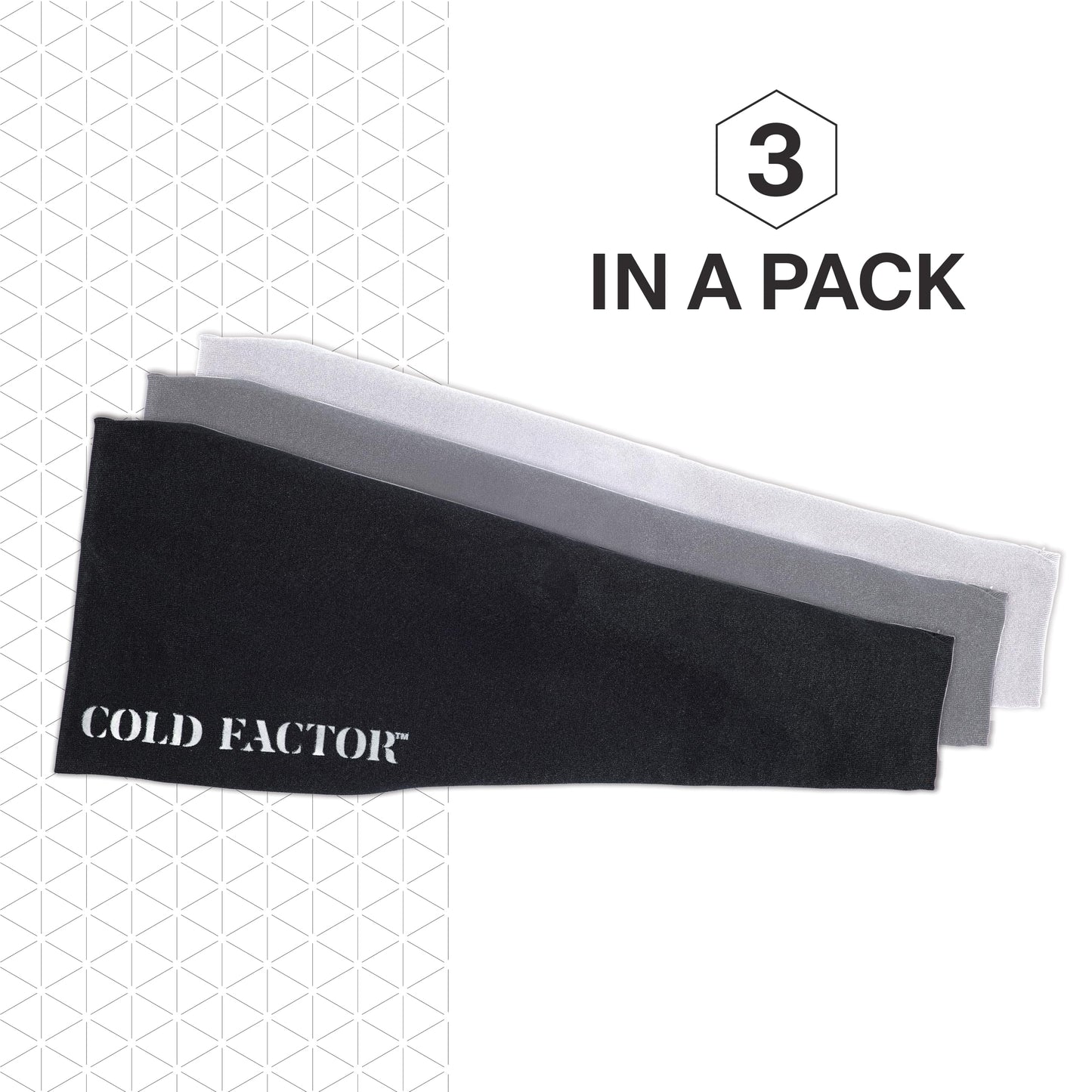 COLD FACTOR Instant Cooling Headband 3 Pack | Advanced Evaporative Comfort for Sports & Outdoor | UPF 50+ Protection | Long-Lasting Coolness | Ideal for Fitness, Hiking, Yoga, & Running (Neutral Pack)