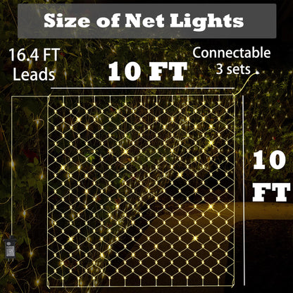 Eueasy LED Net Lights, 270 LED 10x10FT with Timer & 8 Lighting Modes, Outdoor Net Lights for Gazebo, Bush, Wedding, Holiday