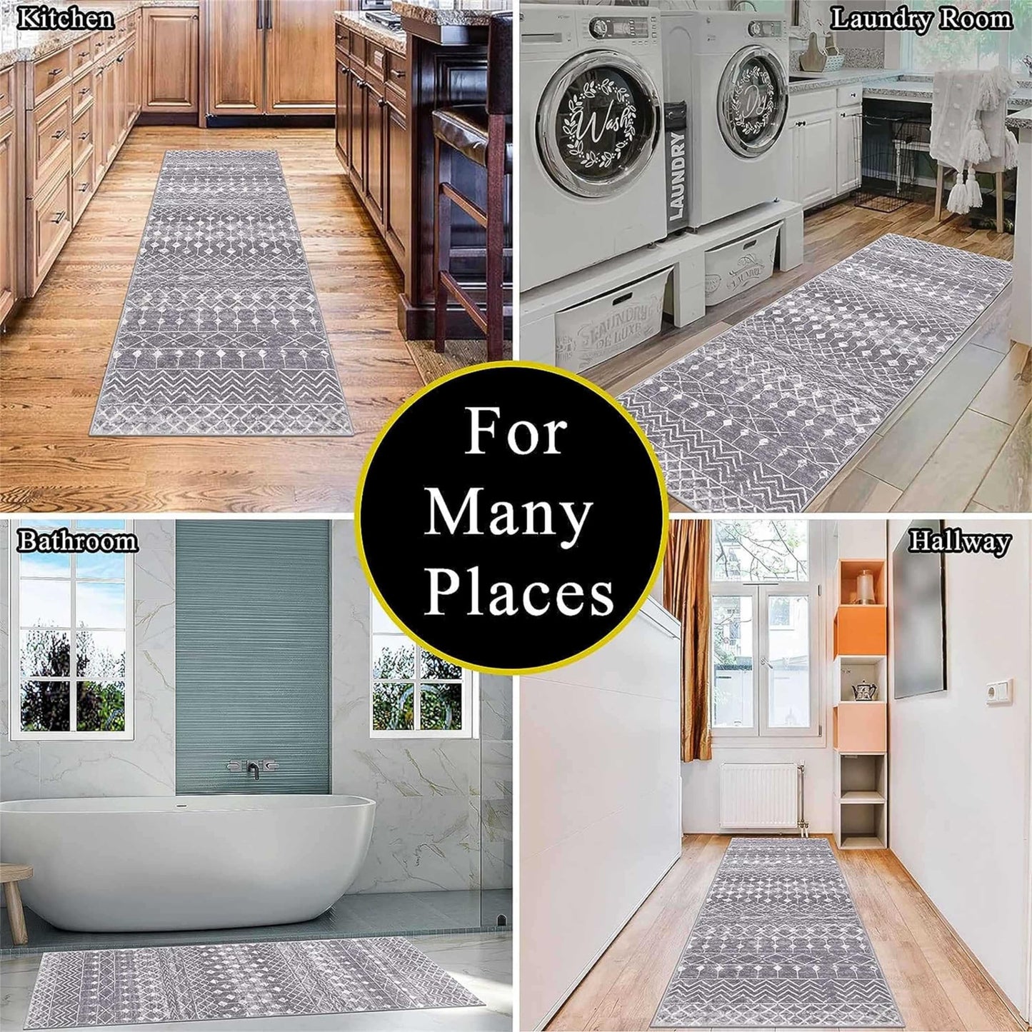 Srocvi Movie Long Runner Rug Classic Home Cinema Night Theater Sign Personalized Design Long Hallway Carpet Non Slip Hallway Rugs Foldable Washable Large Area Rug for Kitchen Entrance Office, 2x7ft