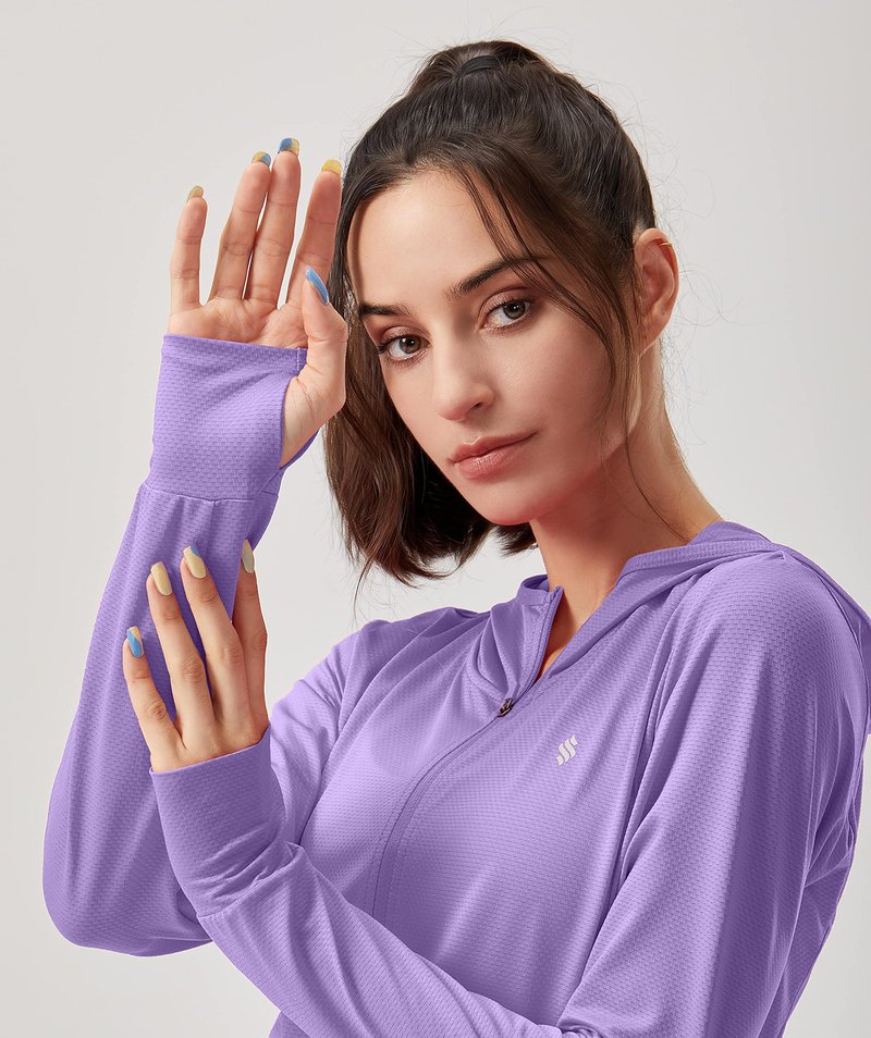 Soothfeel Women's UPF 50+ Sun Protection Hoodie Jacket Lightweight Long Sleeve Sun Shirt for Women with Pocket Hiking Outdoor Purple 3XL